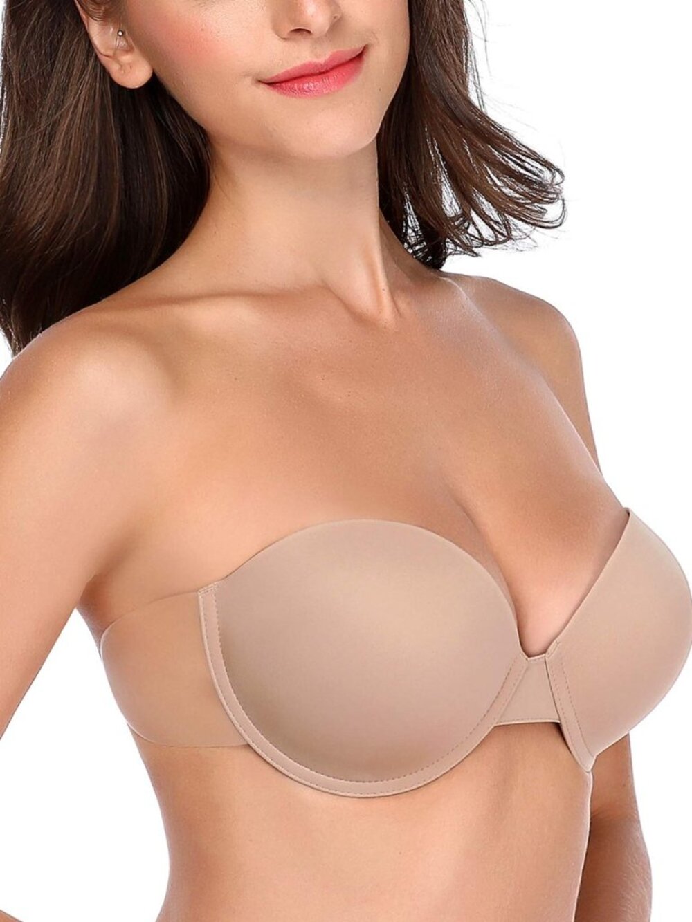 Hansca Womens Backless Strapless Push Up Bra Thick Padded Sticky Underwired